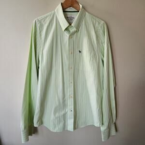 VTG Y2K Abercrombie & Fitch Men's Muscle Button Down Shirt XXL Striped Moose